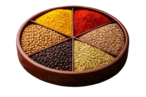 A close up shot of a bowl of spices.
